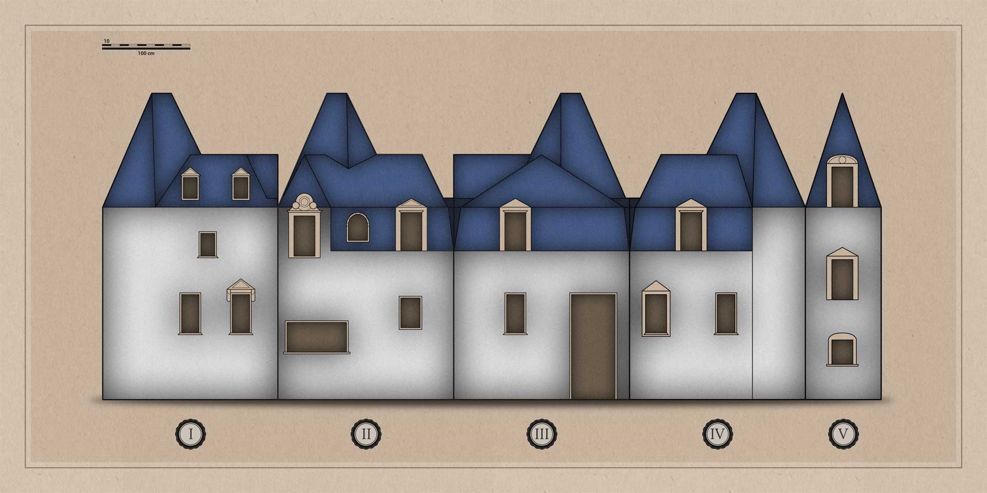 Plan déroulé des 5 façades